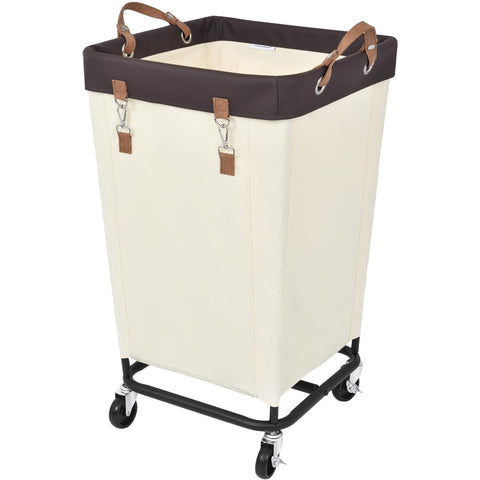 StorageWorks 160L laundry basket with wheels for easy transport across rooms.