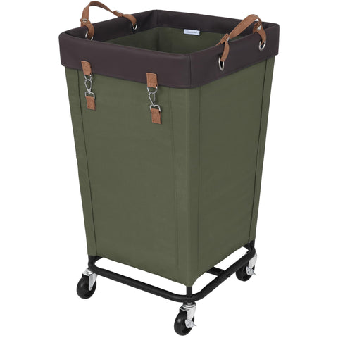 StorageWorks 160L laundry basket with wheels for easy mobility.