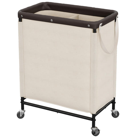 StorageWorks 2-Section Laundry Hamper front view with dual compartments for sorting.