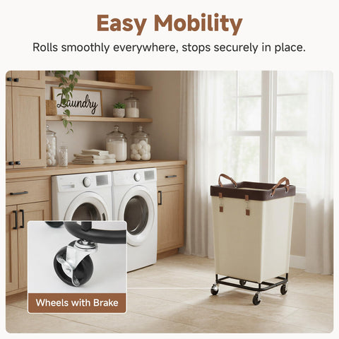 StorageWorks 360-degree silent wheels deliver quiet glides during laundry tasks.