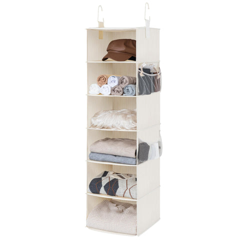 StorageWorks 6-Shelf Hanging Closet Organizer top view shows easy access to garments