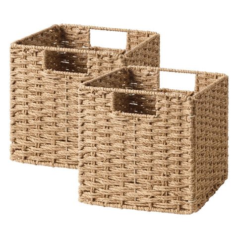 StorageWorks 9-inch wicker cube in natural color for organized storage.
