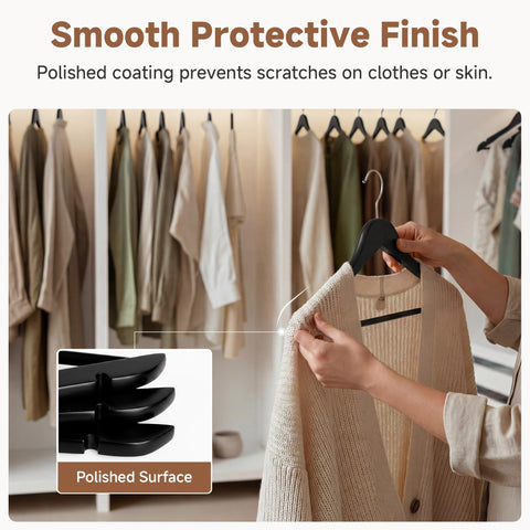 StorageWorks all-in-one wooden hanger set for coats shirts pants and dresses.