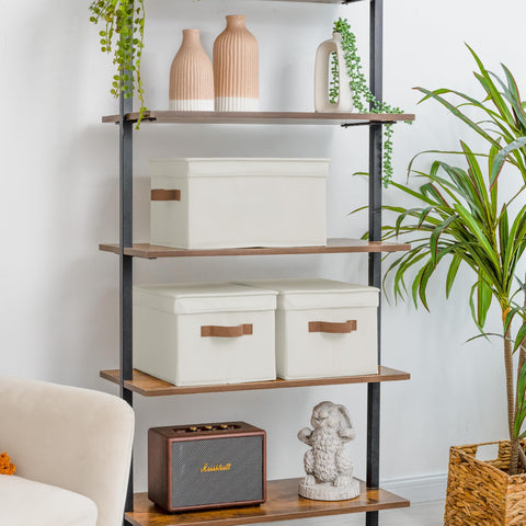 StorageWorks basket with PU handles easily pulls from shelves
