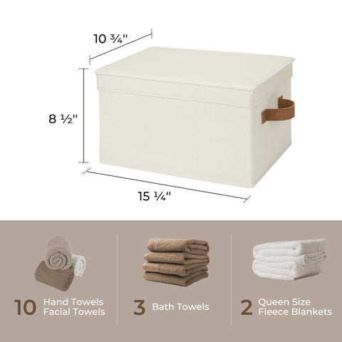 StorageWorks lidded baskets on shelf save space and contain items