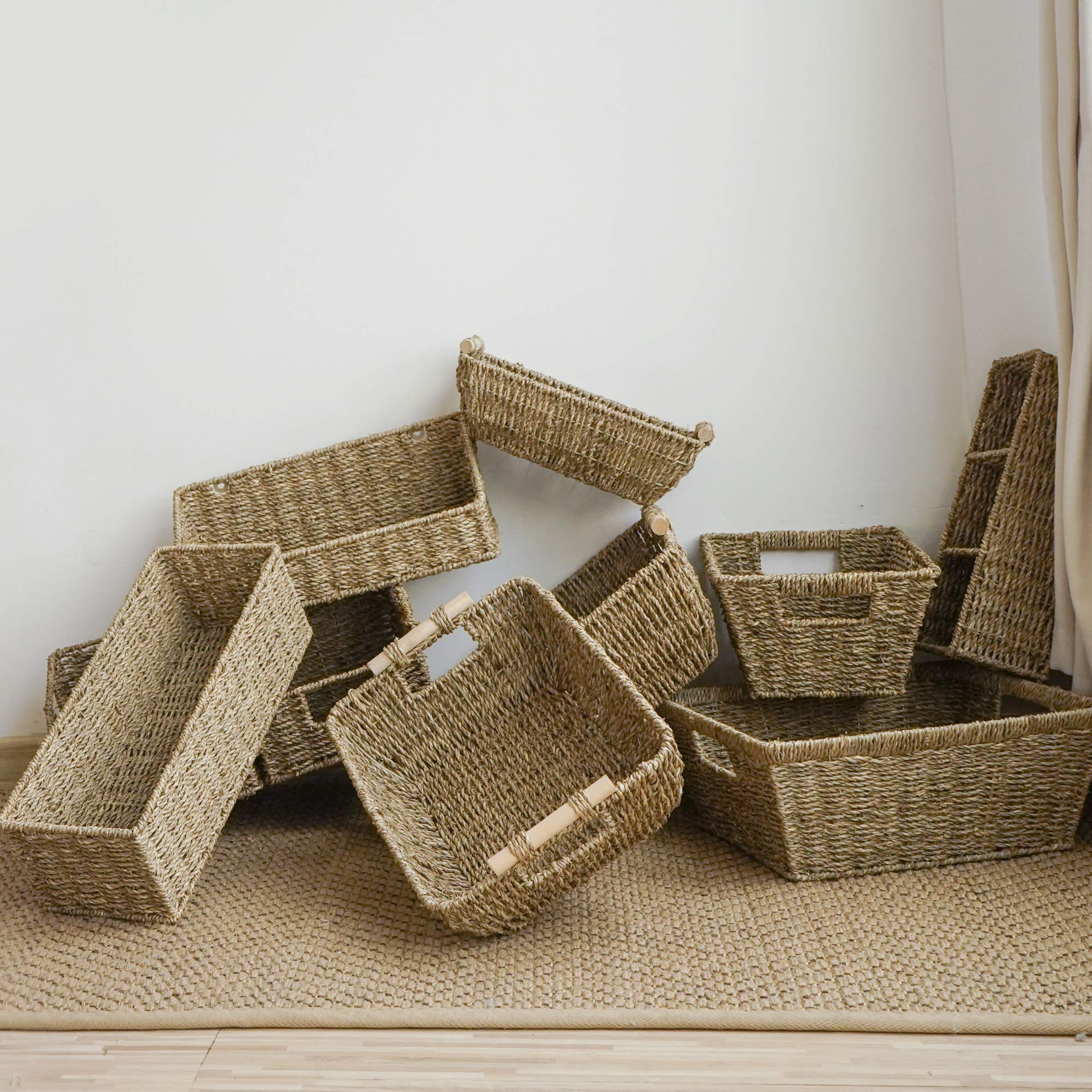 StorageWorks bathroom basket enhances décor while increasing storage space.