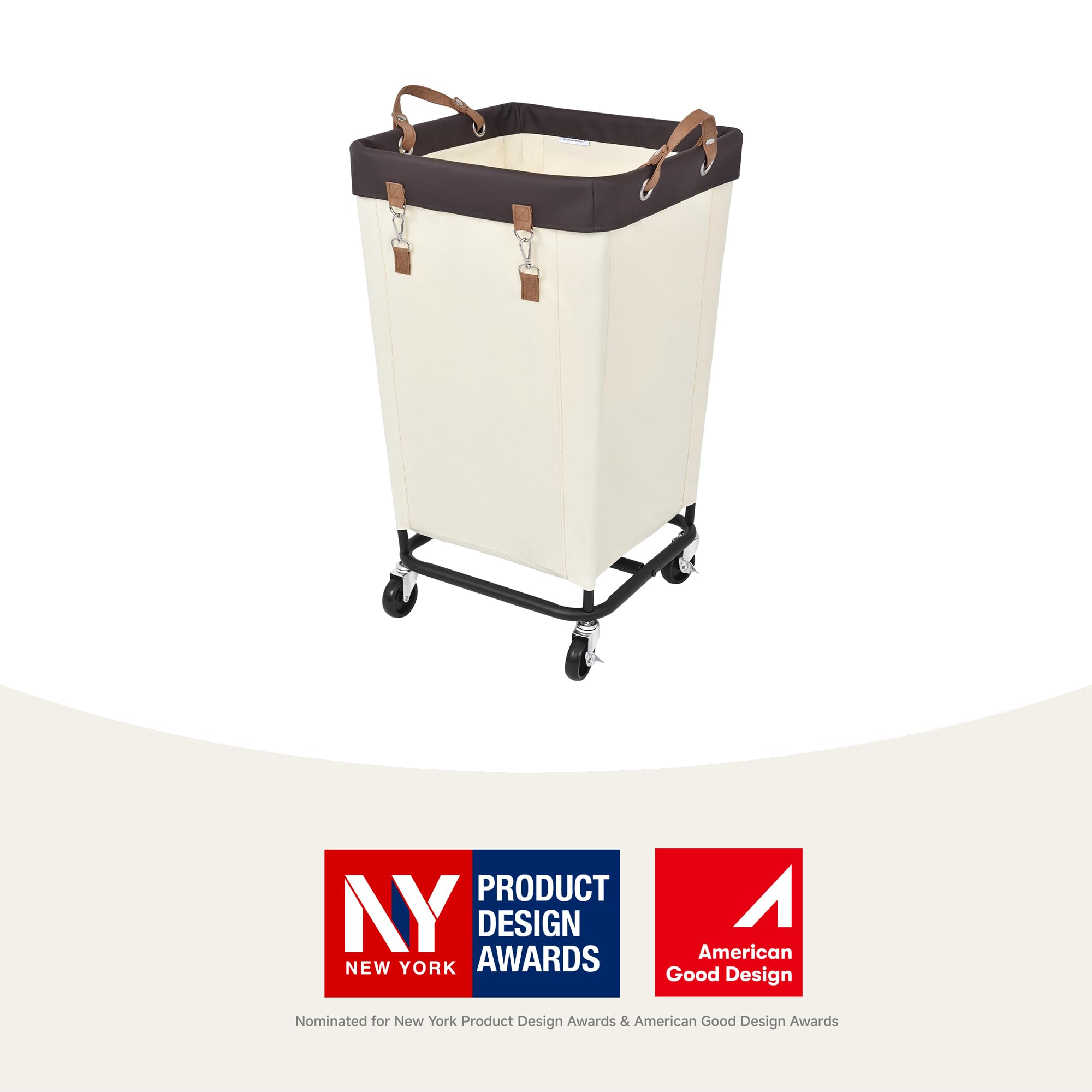 StorageWorks beige laundry basket ideal for home, hotel, and dorm organization.