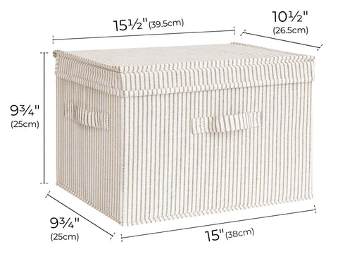 Close-up of StorageWorks flip-top lid on fabric storage bin for easy access.