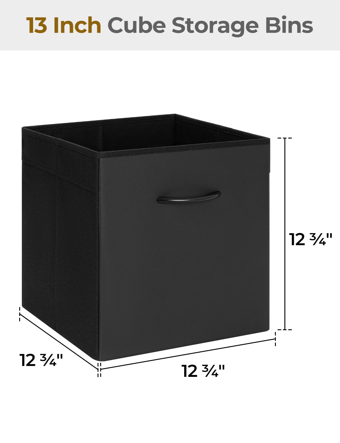 StorageWorks Black 13-inch cube bin side handles enable easy lifting.