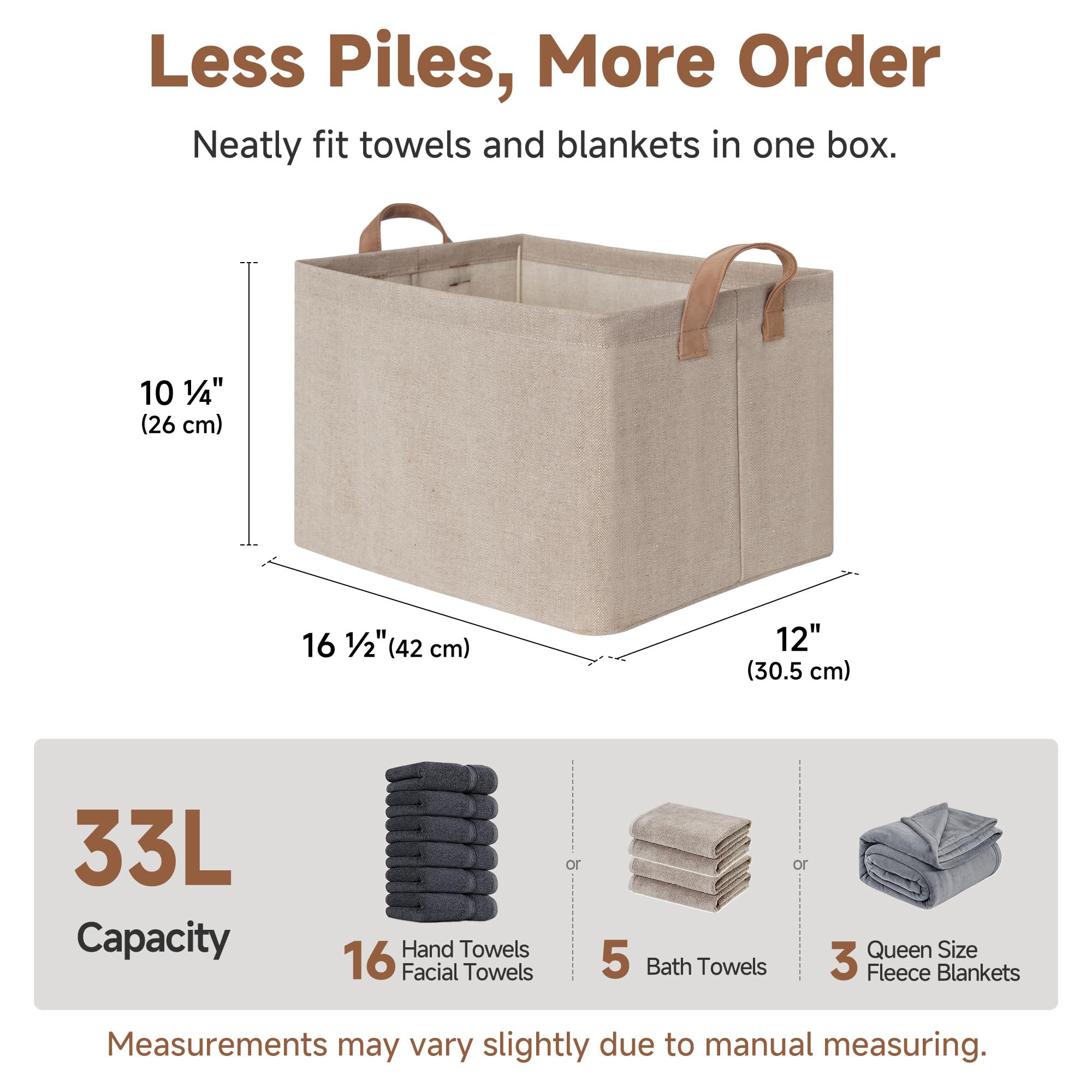 StorageWorks brown and beige bin design complements home decor.