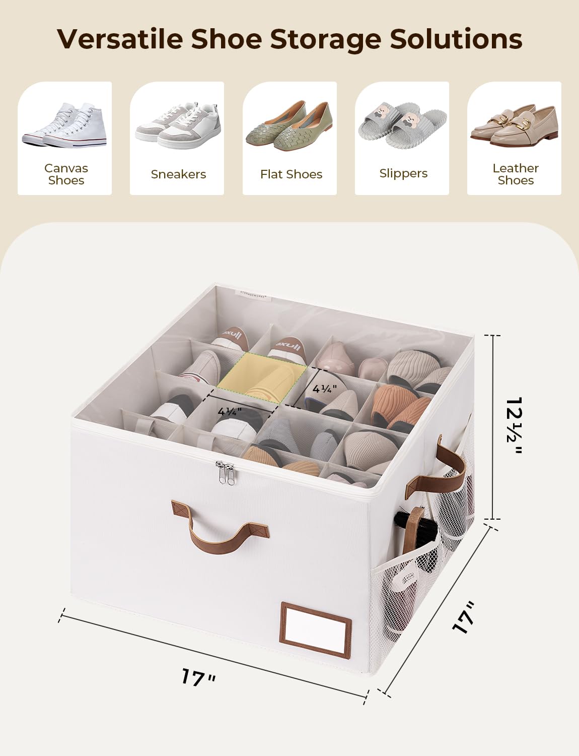 StorageWorks clear lid protects shoes while letting you see contents at a glance.