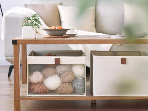 StorageWorks clear-window bin fits cube organizers for fast access.