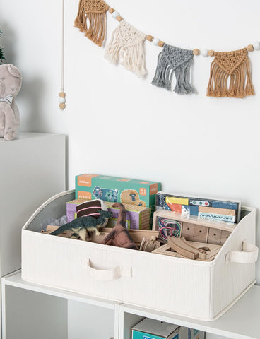 StorageWorks closet baskets sewn-in canvas handles for balanced lifting.