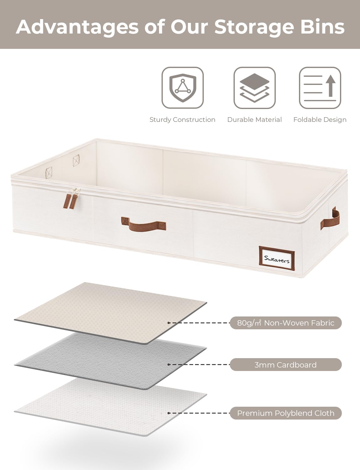 StorageWorks bins are ideal for seasonal clothes and blankets.