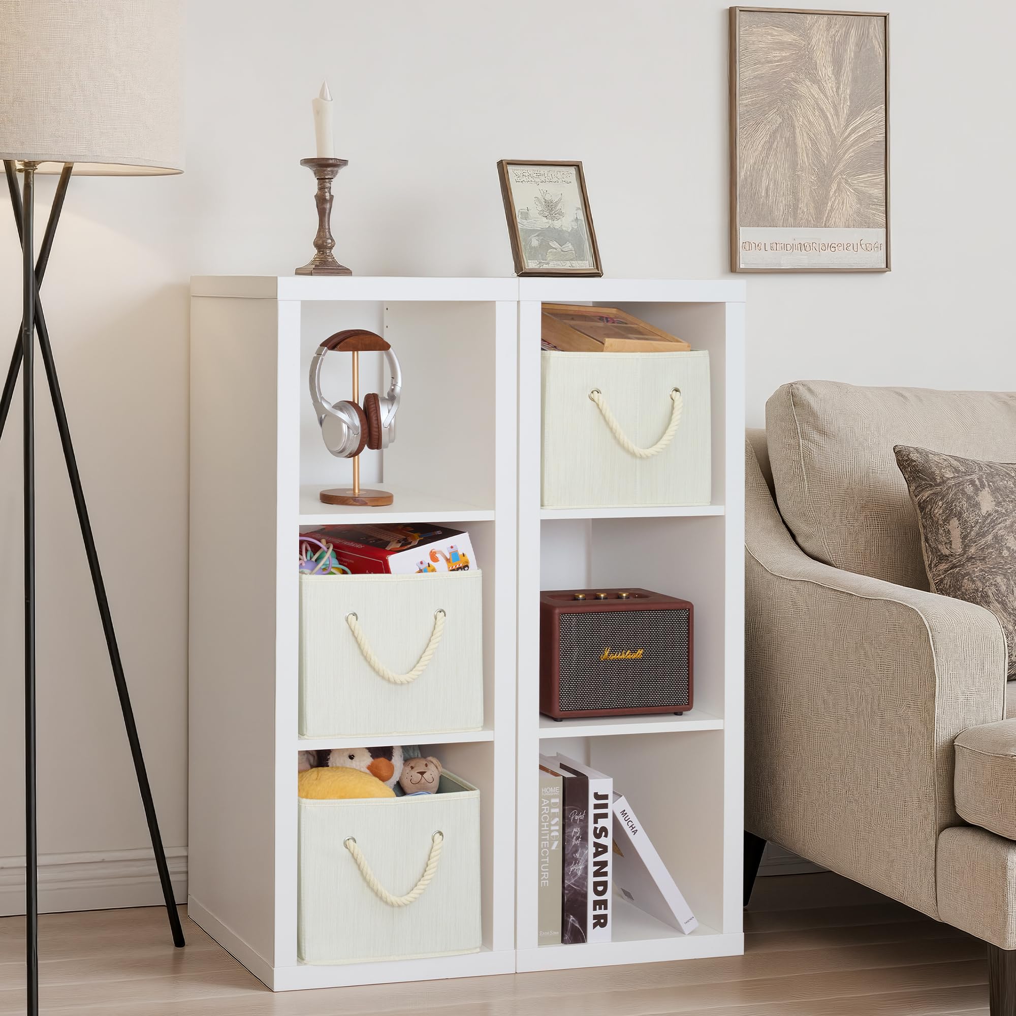 StorageWorks closet bin with soft rope handles for comfortable carrying and quick retrieval.