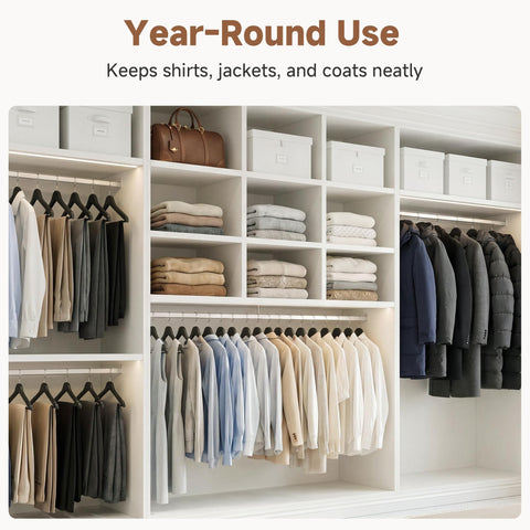 StorageWorks solid wood construction supports daily wardrobe organization.