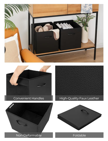 StorageWorks collapsible 13-inch cube bin shown folded to save space.