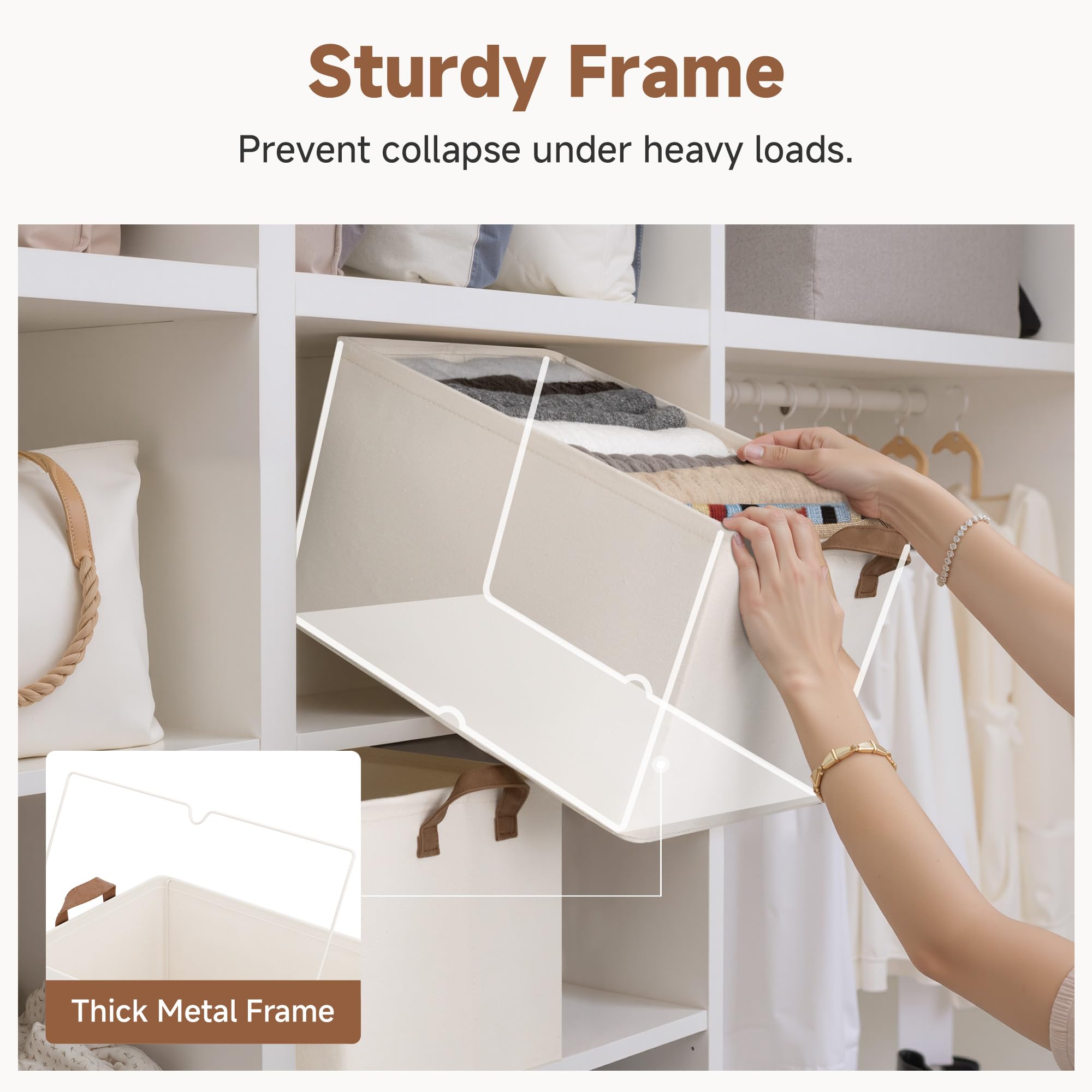 StorageWorks collapsible storage bin folds flat when not in use for space saving