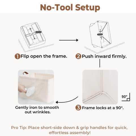 StorageWorks collapsible storage bin folds flat for compact seasonal storage.