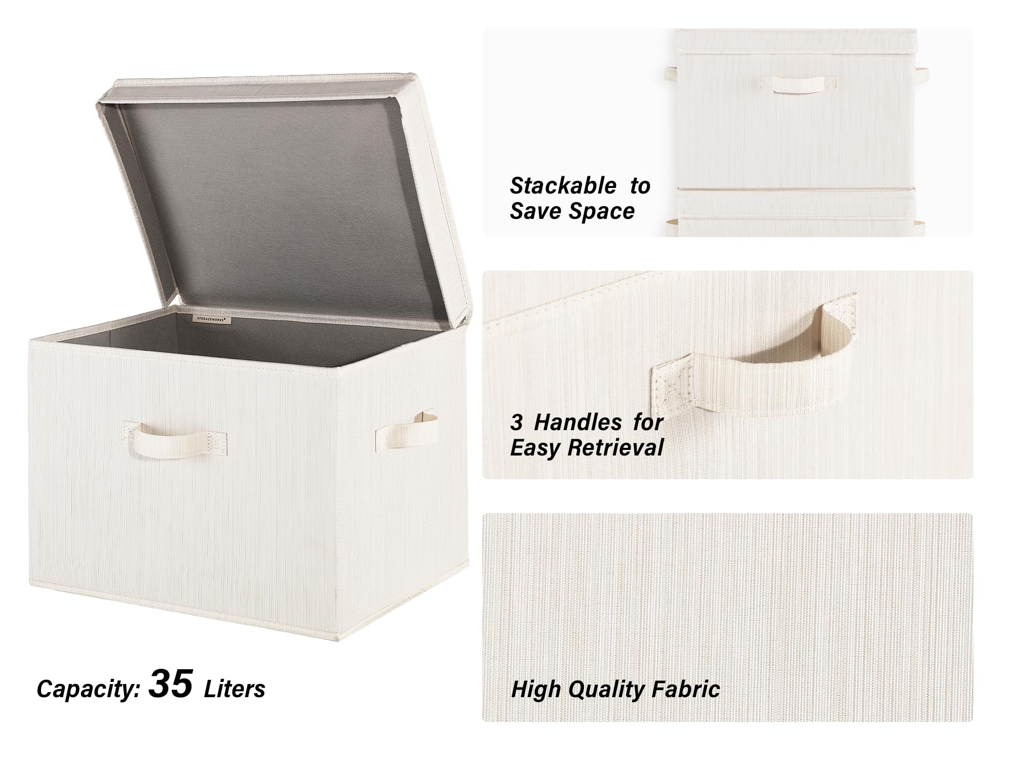 StorageWorks collapsible storage box folded flat for compact storage.