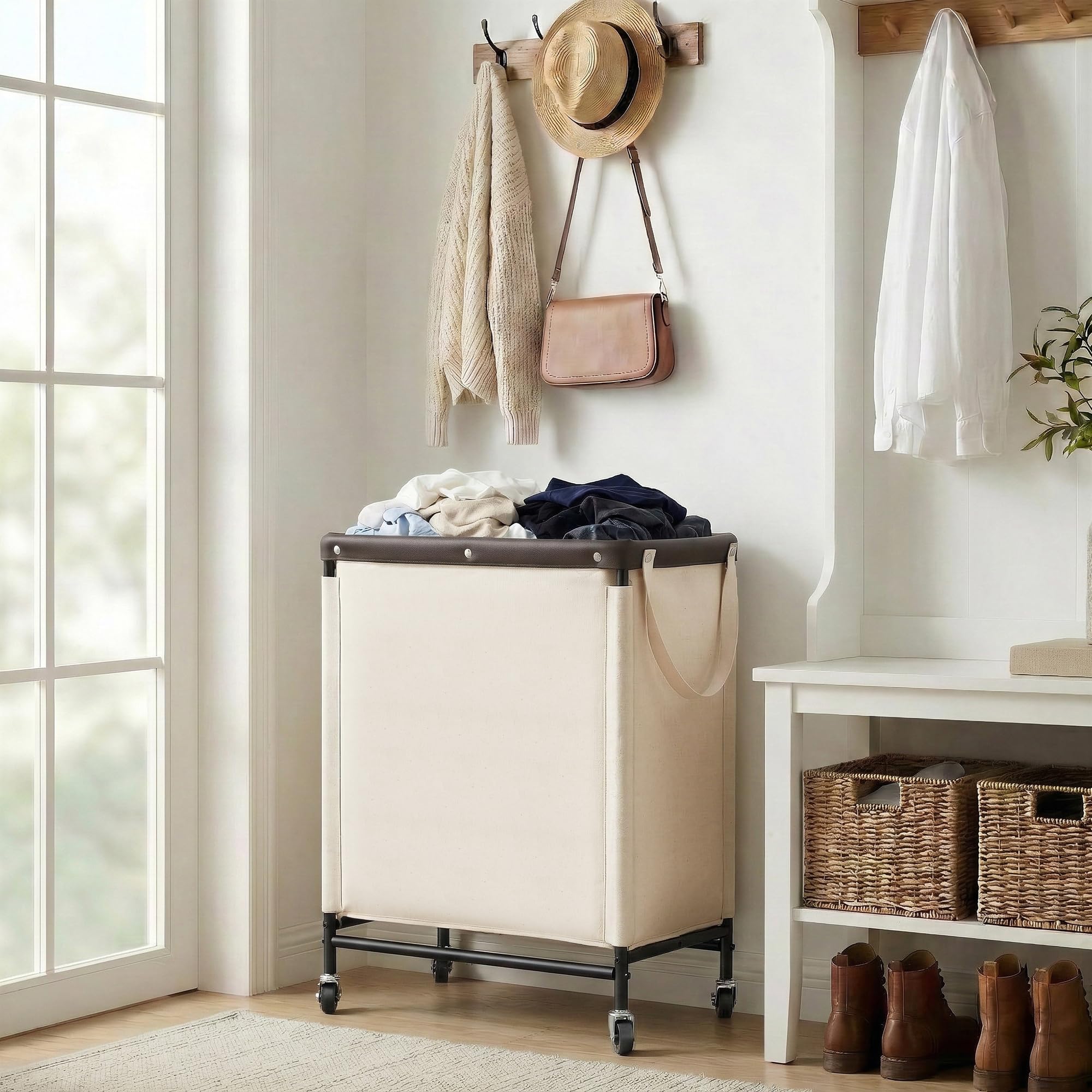 StorageWorks compact sorter in use helps keep laundry room organized.