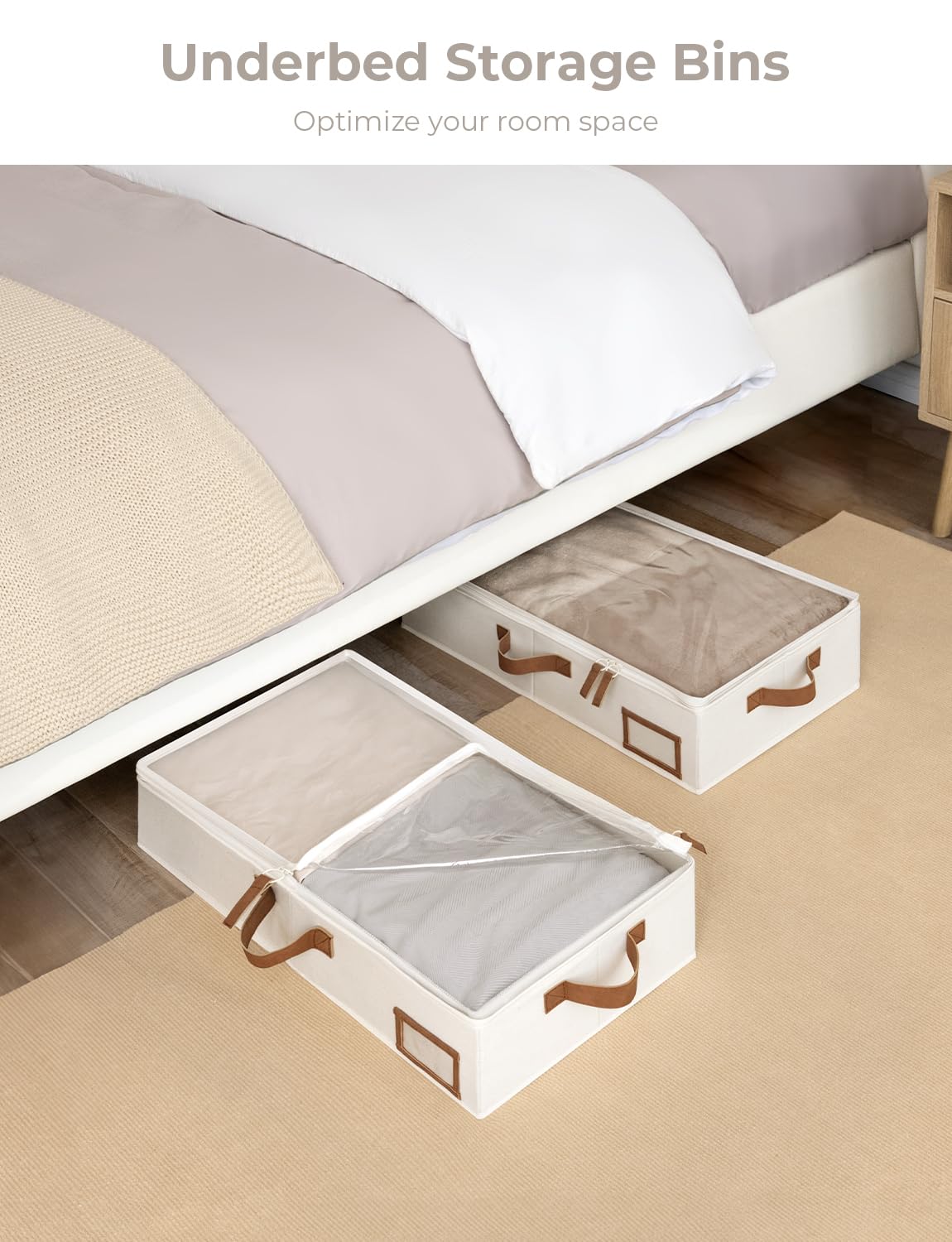 StorageWorks under bed storage aids decluttering in small spaces.