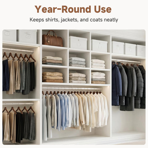 StorageWorks contoured hangers minimize creases for daily wear and longer garment life.