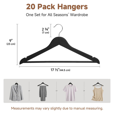 StorageWorks contoured shoulder wooden hanger protects garment shape while minimizing creases.