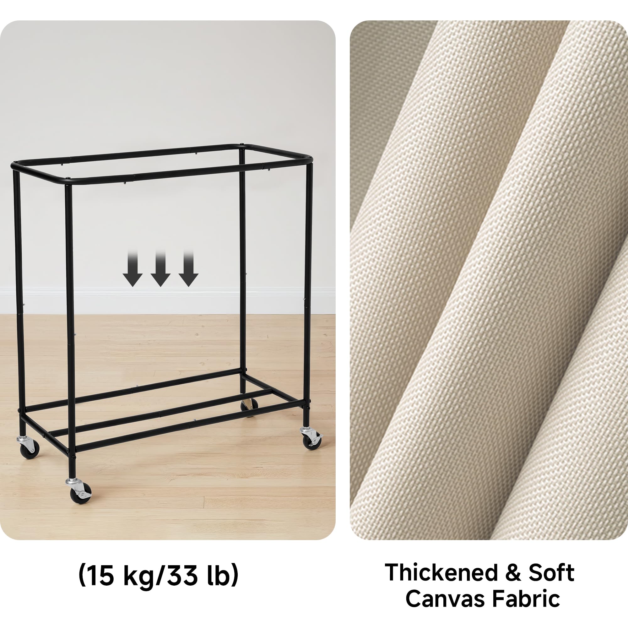 StorageWorks stable steel frame provides long-lasting support for regular laundry loads.