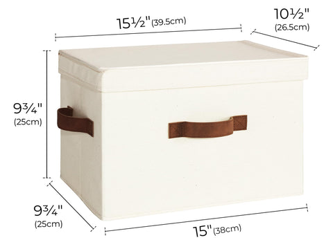 StorageWorks dust-proof bin with flip-top lid and three handles for easy access.