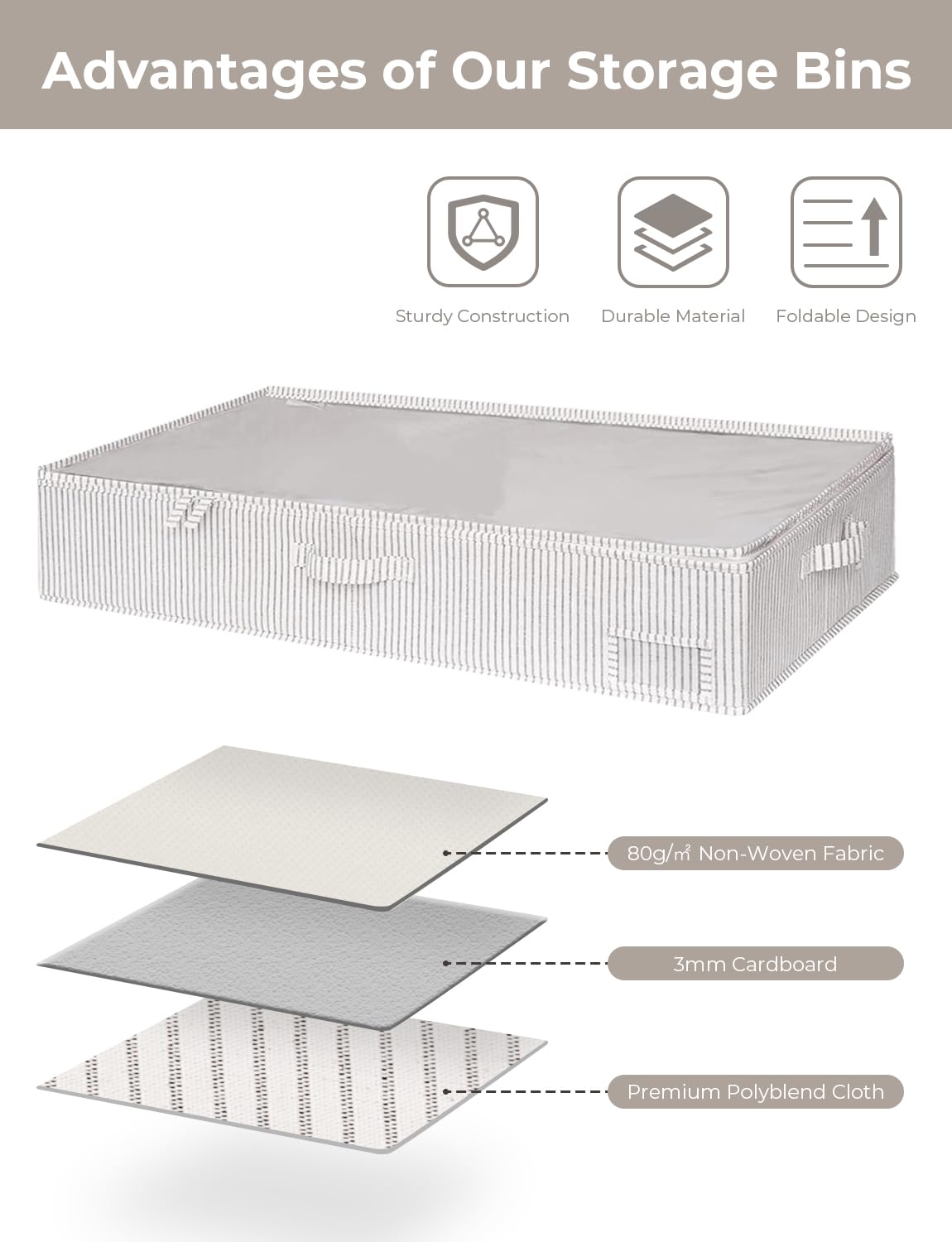 StorageWorks dust-proof under-bed bin shields contents from dust.