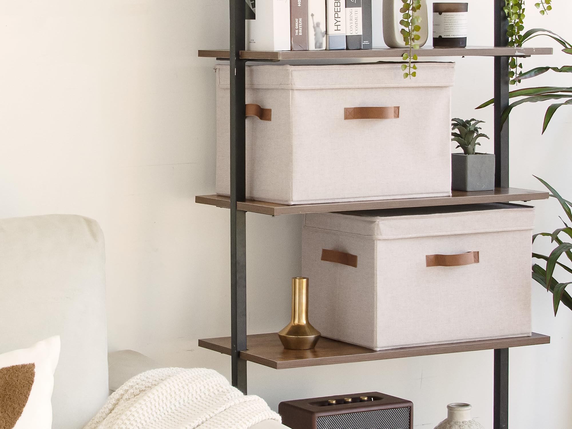 StorageWorks bin holding towels on a shelf for quick access