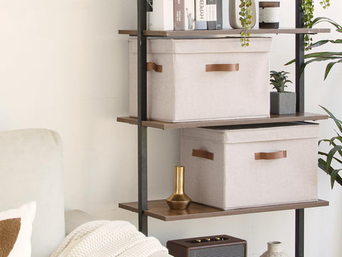 StorageWorks bin holding towels on a shelf for quick access