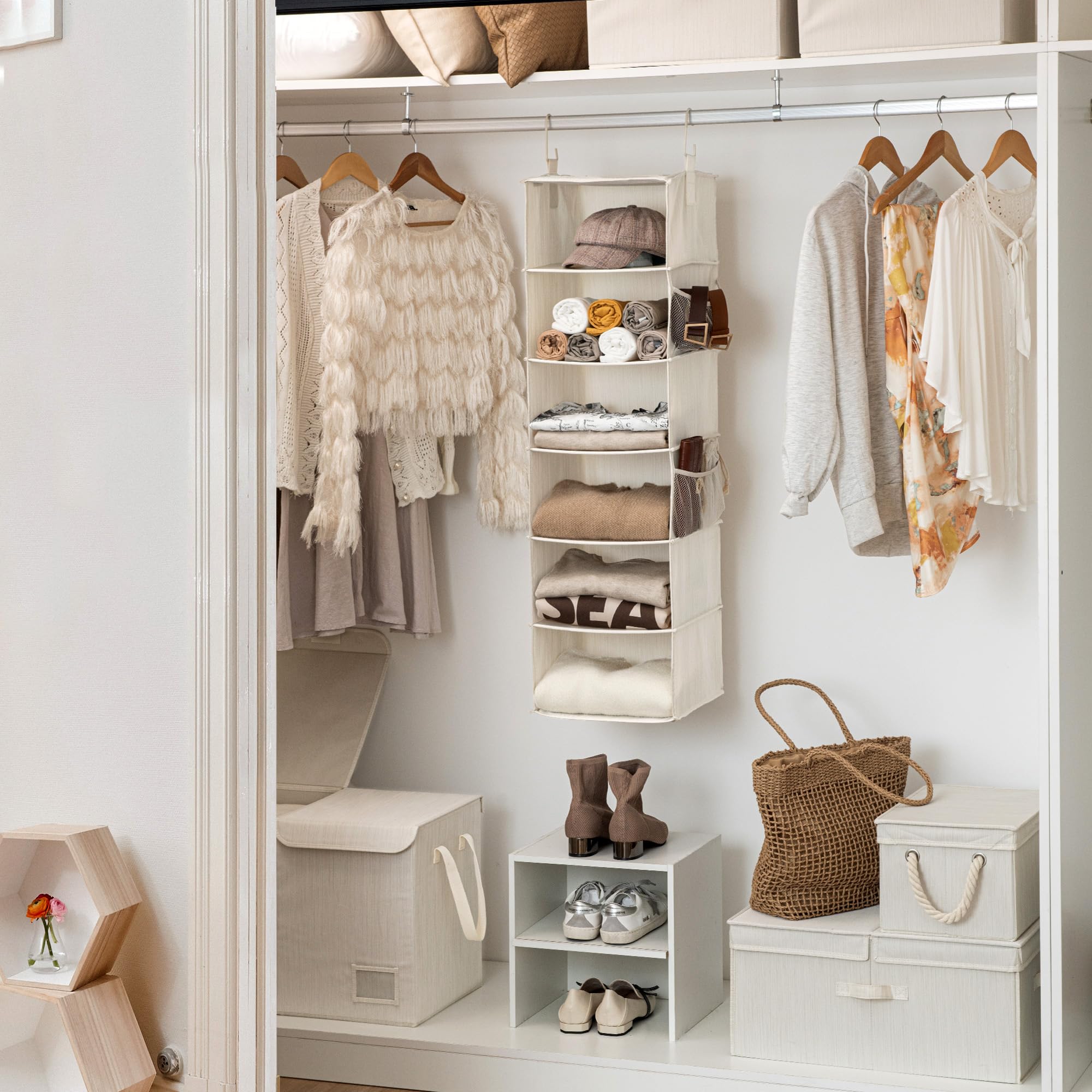 StorageWorks fabric closet organizer material closeup highlights durable craftsmanship and long-lasting use
