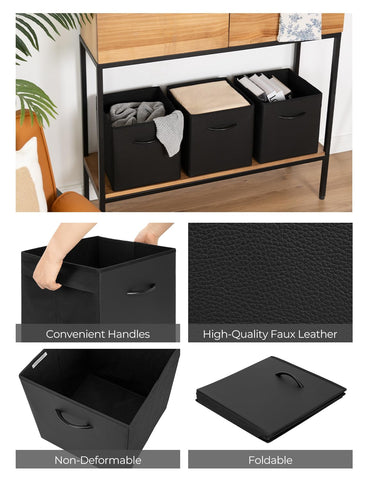 StorageWorks collapsible bin folded flat for compact storage.