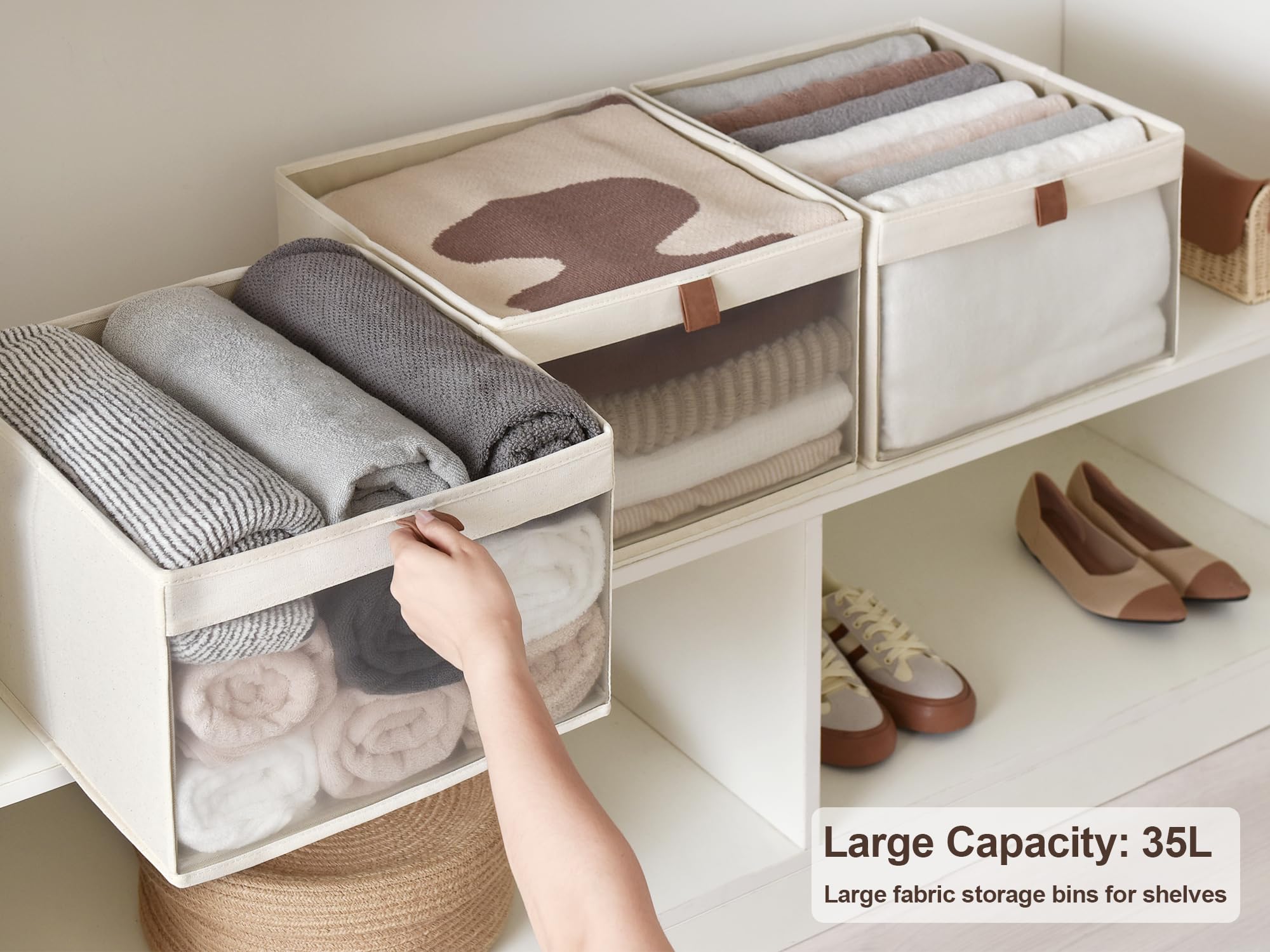 StorageWorks extra large fabric bin folds flat to save space.
