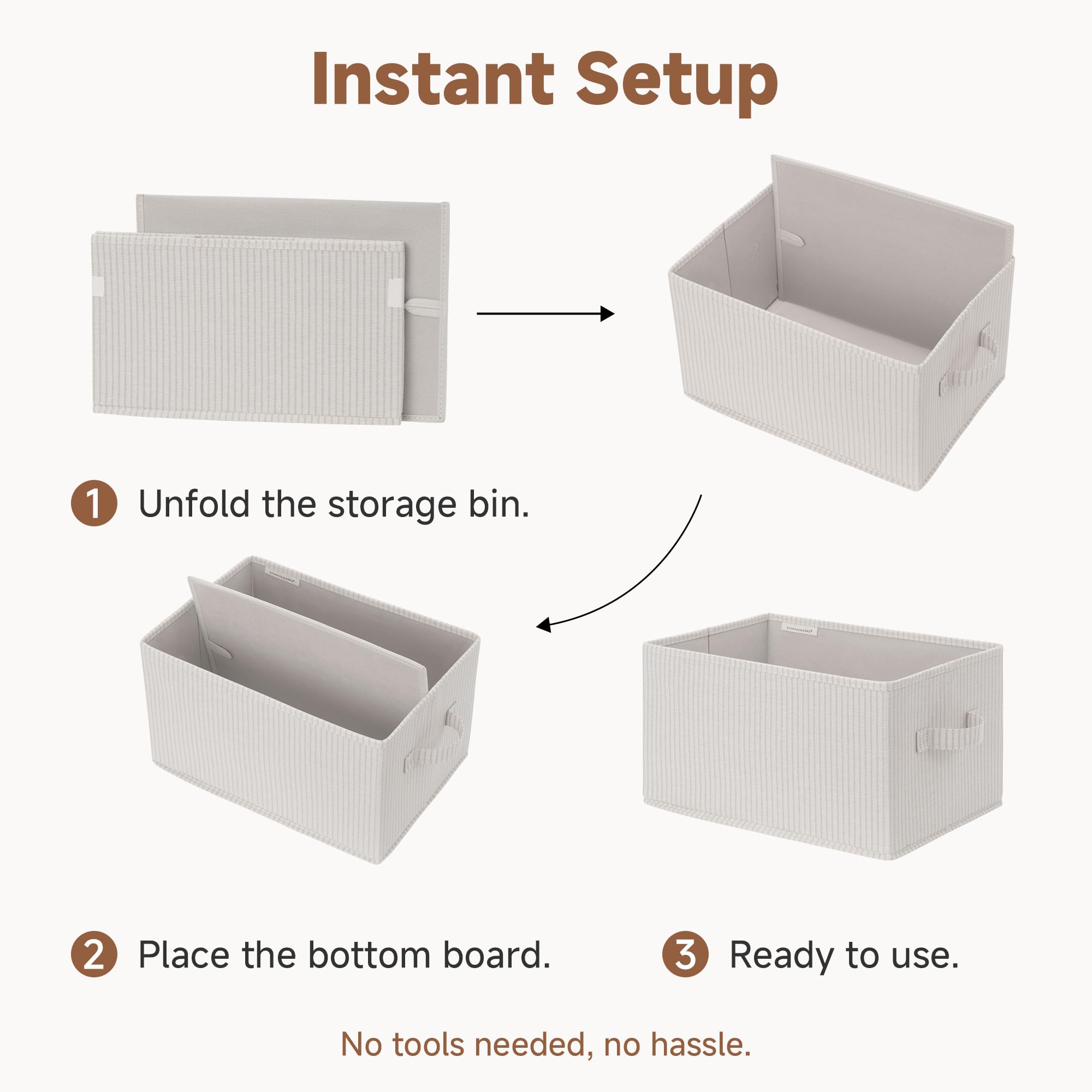 StorageWorks closet basket in beige with reinforced frame for shelves.