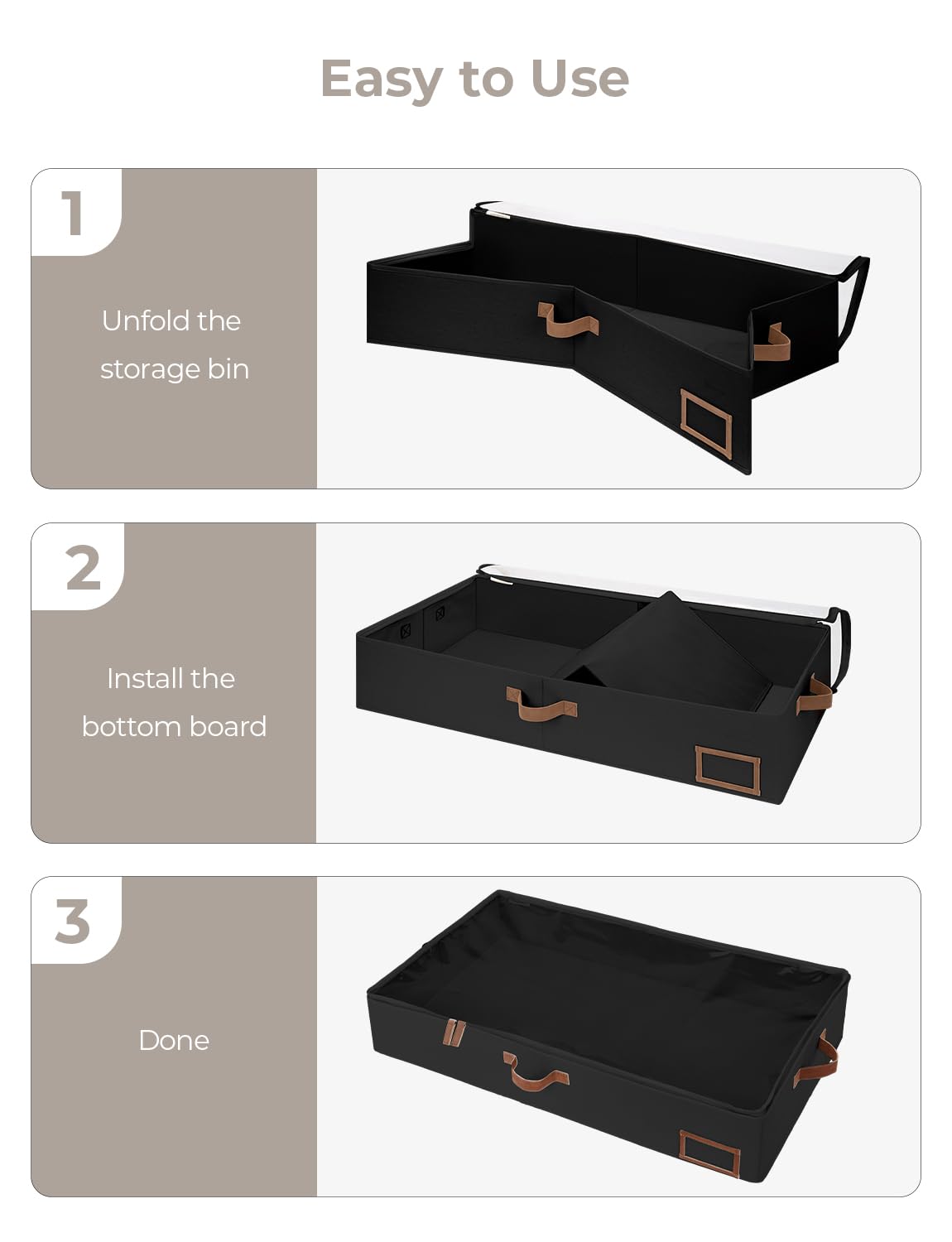 StorageWorks foldable stackable under-bed bin saving space when not in use