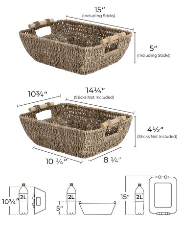 StorageWorks hand-woven basket in bathroom with towels for easy access
