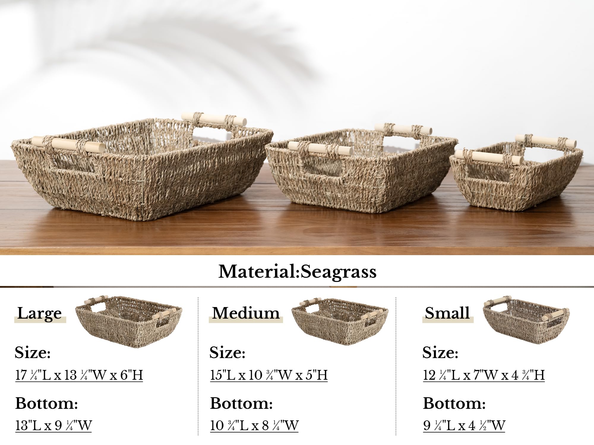 StorageWorks close-up reveals seagrass weave and wooden handle hardware