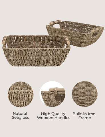 StorageWorks large basket on wood stand showing sturdy wooden base