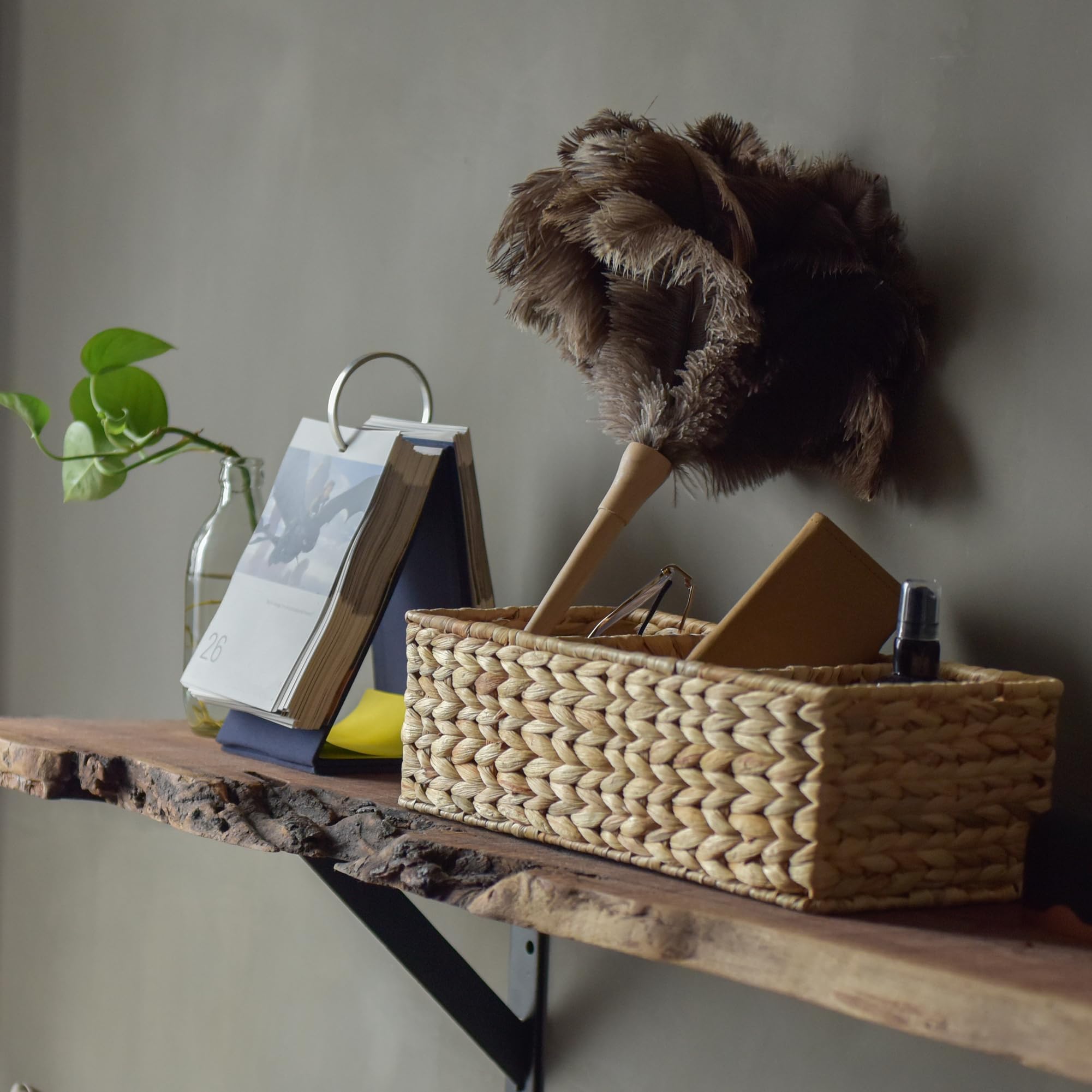 StorageWorks handwoven basket on iron frame showcases durability.