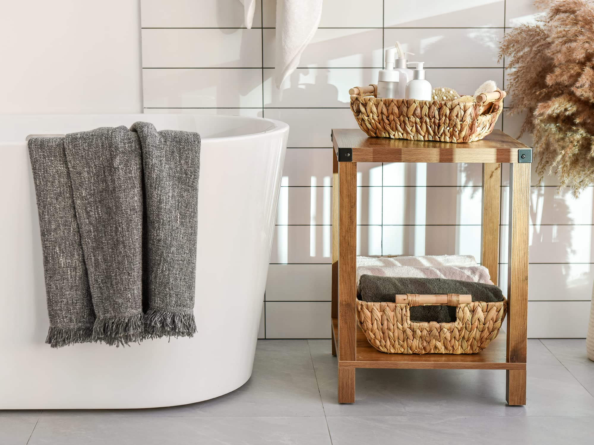 StorageWorks handwoven basket on iron frame ensures sturdy organization