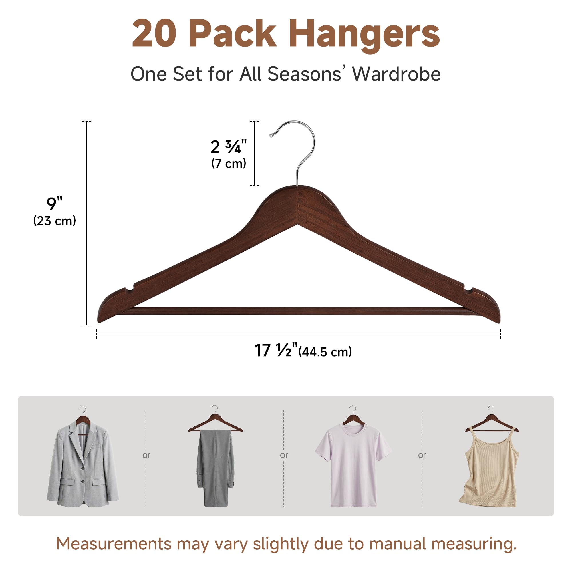 StorageWorks heavy-duty wooden hanger supports coats and suits for durable closet organization.