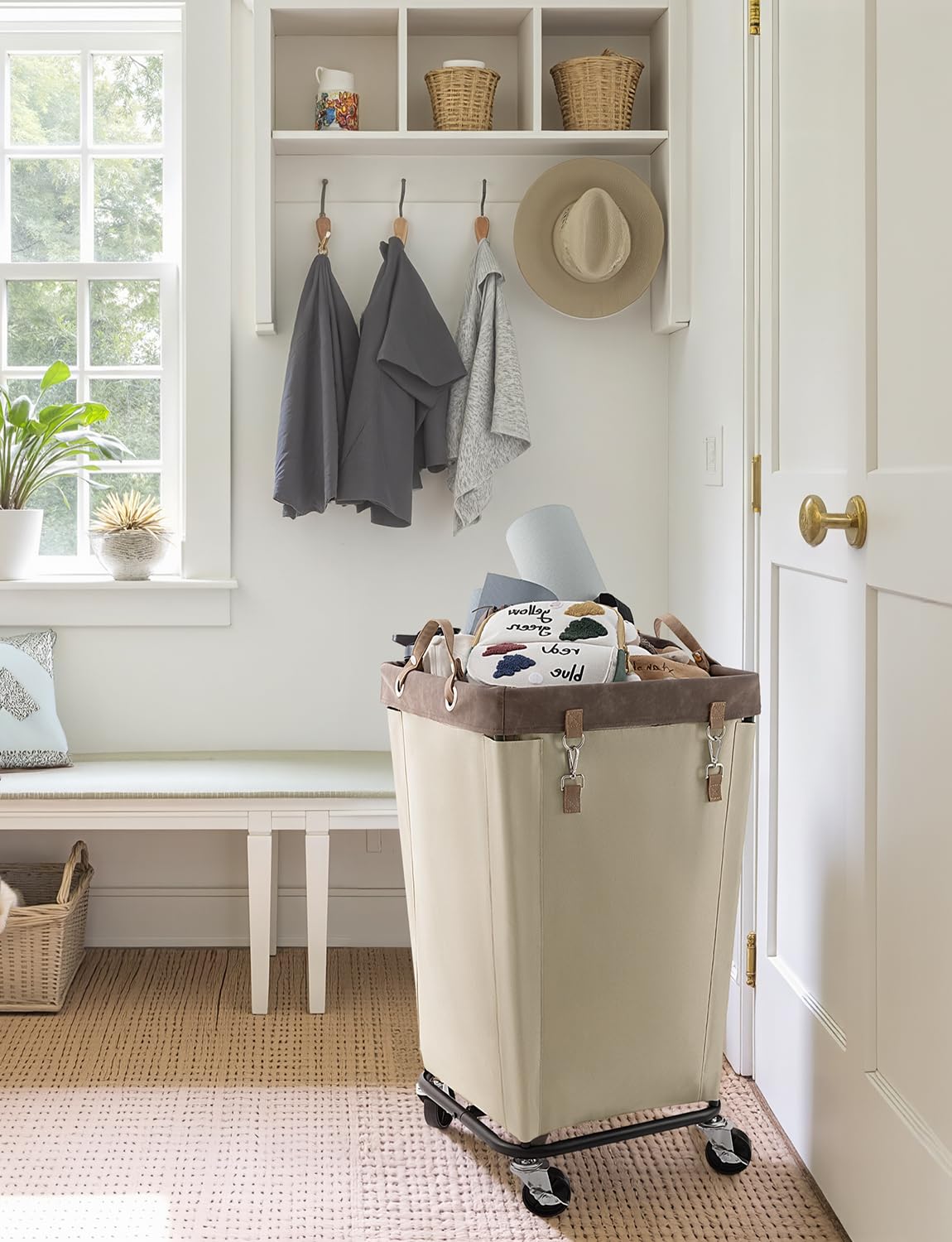 StorageWorks spacious 160L hamper helps keep towels and clothes tidy between washes