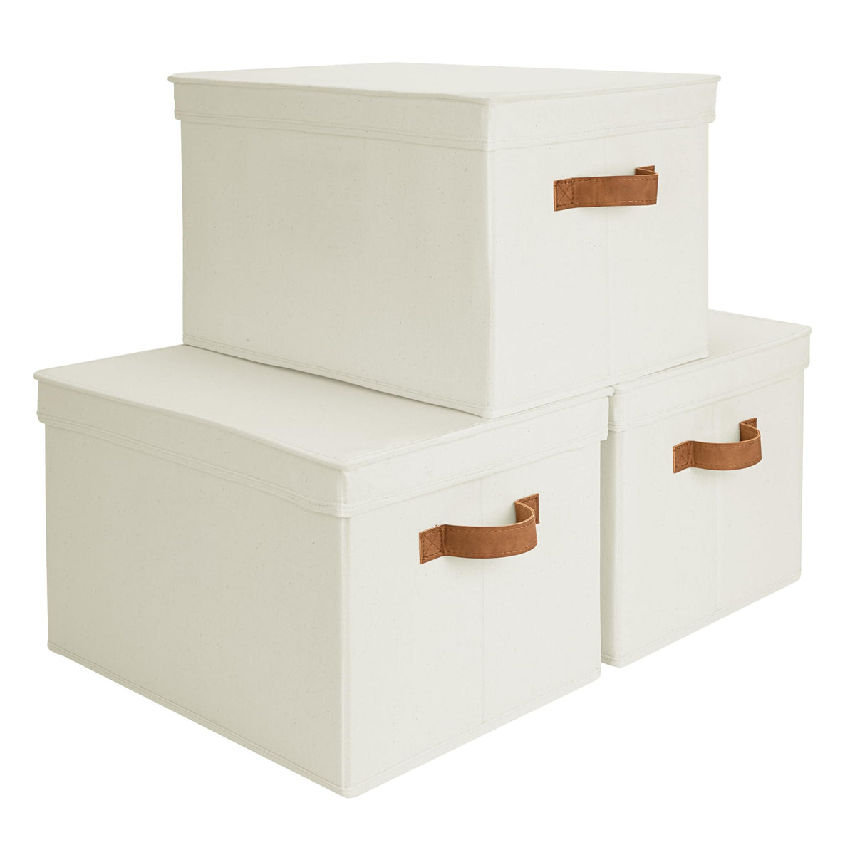 StorageWorks jumbo ivory bin with lid on closet shelf for tidy storage
