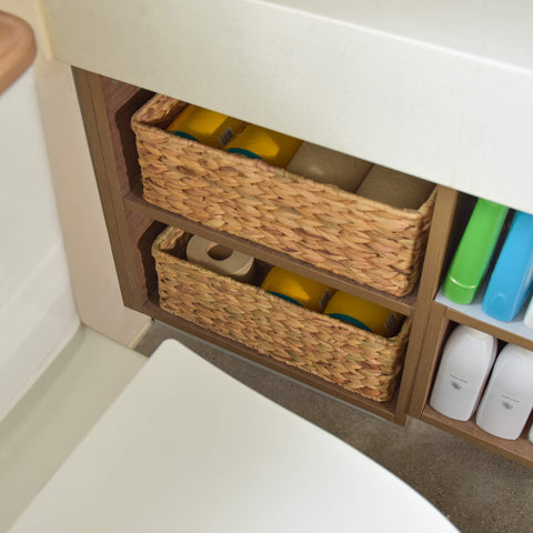 StorageWorks storage solution for kitchen or office using water hyacinth material.