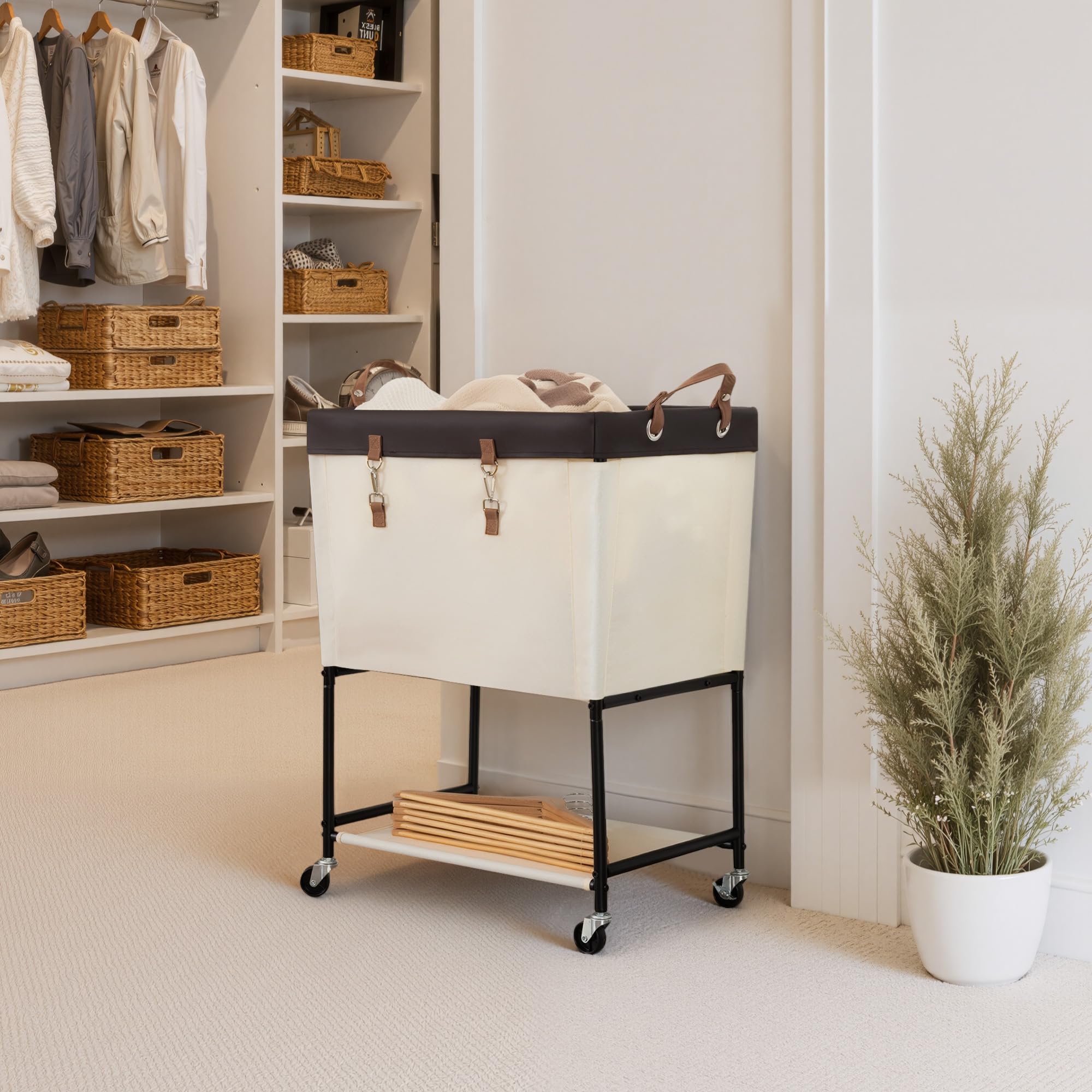 StorageWorks laundry cart 360 silent casters for quiet movement.