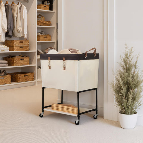 StorageWorks laundry cart 360 silent casters for quiet movement.