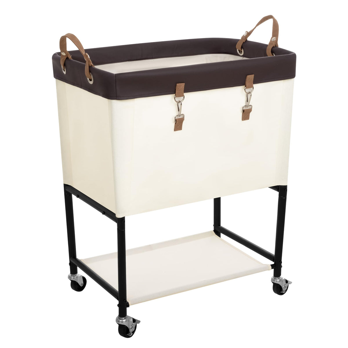 StorageWorks Laundry Cart with two-tier beige design for organized sorting.
